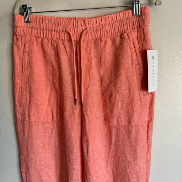 Athleta Retreat Linen Jogger Pant in Sunset Glow Peach 531704 Size 8T Tall NEW - Picture 4 of 11